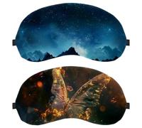 Lot de 2 masques pour les yeux, motif fleurs et papillons dorés scintillants pour dormir sur le côté, masque de nuit zéro pression oculaire, couverture de sommeil réglable, bloque la lumière