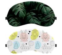 Lot de 2 masques pour les yeux, motif robot de dessin animé, masque de sommeil pour les yeux pour dormir sur le côté, sans pression oculaire, masque de nuit réglable, bloque la lumière