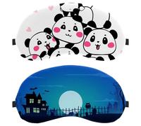 Lot de 2 masques pour les yeux pour dormeur latéral, château de nuit d'Halloween, masque de nuit pleine lune, masque pour les yeux, couverture douce pour les yeux, pour voyage, sieste, avion, blocage