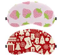 Lot de 2 masques pour les yeux pour dormeur latéral, masque de sommeil, éléments de Noël, cloche, bonhomme de neige, élan, chaussette de sommeil, masque doux pour les yeux, pour voyage, sieste, avion