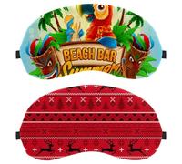 Lot de 2 masques pour les yeux pour dormeur latéral, masque de sommeil en tricot rouge à motif de renne et d'arbre de Noël, couverture douce pour les yeux, pour voyage, sieste, avion, blocage de la