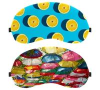 Lot de 2 masques pour les yeux pour dormeur sur le côté, masque de sommeil à imprimé parapluie coloré, masque de sommeil, couverture douce pour les yeux, pour voyage, sieste, avion, blocage de la