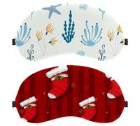 Lot de 2 masques pour les yeux pour dormeurs sur le côté, masque de sommeil à motif bas de Noël rouge, masque de sommeil doux pour les yeux, pour voyage, sieste, avion, blocage de la lumière