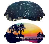 Lot de 2 masques pour les yeux pour dormir sur le côté, masque de sommeil, beau masque de sommeil motif paysage céleste, lune, couverture douce pour les yeux, pour les voyages, la sieste, l'avion