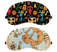 Lot de 2 masques pour les yeux pour dormir sur le côté, masque de sommeil, masque de sommeil à motif carte de pirate, masque de sommeil au trésor, masque doux pour les yeux, pour voyage, sieste, avion
