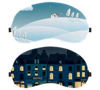 Lot de 2 masques pour les yeux pour dormir sur le côté, masque de sommeil, masque de sommeil à motif rue shopping, couverture douce pour les yeux, pour les voyages, la sieste, l'avion, blocage de la
