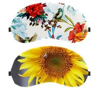 Lot de 2 masques pour les yeux pour dormir sur le côté, masque de sommeil, masque de sommeil, fleur de tournesol, soleil, jaune, vert, nature, flore douce, pour voyage, sieste, avion, blocage de la