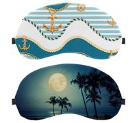 Lot de 2 masques pour les yeux pour dormir sur le côté, masque de sommeil, masque de sommeil, masque pour les yeux, plage tropicale, pleine lune, nuit douce pour voyage, sieste, avion, blocage de la