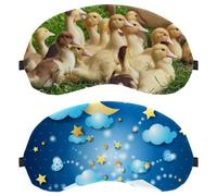 Lot de 2 masques pour les yeux pour dormir sur le côté, masque de sommeil, masque de sommeil, masque pour les yeux, bleu nuit, lune, étoiles, couverture douce pour voyage, sieste, avion, blocage de la