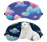 Lot de 2 masques pour les yeux pour dormir sur le côté, masque de sommeil, masque de sommeil, ours polaire dans le ciel étoilé, couverture douce pour les yeux, pour voyage, sieste, avion, blocage de