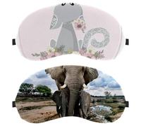 Lot de 2 masques pour les yeux pour dormir sur le côté, masque de sommeil, masque de sommeil pour les yeux, motif éléphants africains, famille, maman, enfants, couverture douce pour les yeux, pour