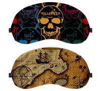 Lot de 2 masques pour les yeux pour dormir sur le côté, masque de sommeil, masque pour les yeux, carte au trésor île, couverture douce pour les yeux, pour voyage, sieste, avion, blocage de la lumière