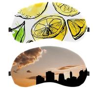 Lot de 2 masques pour les yeux pour dormir sur le côté, masque de sommeil, masque pour les yeux, horizon urbain avec gratte-ciel, couverture douce pour voyage, sieste, avion, blocage de la lumière