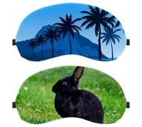 Lot de 2 masques pour les yeux pour dormir sur le côté, masque de sommeil, masque pour les yeux, lapin sauvage, lièvre, vert prairie, couverture douce pour les voyages, la sieste, l'avion, blocage de