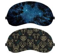 Lot de 2 masques pour les yeux pour dormir sur le côté, masque de sommeil, masque pour les yeux, tête de chien, fond sombre, couverture douce pour les voyages, la sieste, l'avion, blocage de la