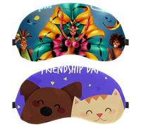 Lot de 2 masques pour les yeux pour dormir sur le côté, masque de sommeil pour chien, chat, bonne amitié, couverture douce pour les yeux, pour voyage, sieste, avion, blocage de la lumière