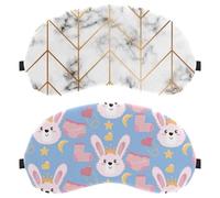 Lot de 2 masques pour les yeux pour dormir sur le côté, masque de sommeil, tête de lapin mignonne avec couche chaussette, masque de sommeil doux pour les yeux, pour voyage, sieste, avion, blocage de