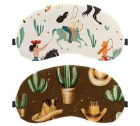 Lot de 2 masques pour les yeux vintage cowboy Wild West - Masque de sommeil pour les yeux - Masque de sommeil pour dormir sur le côté - Zéro pression oculaire - Masque de nuit réglable - Bloque la