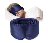 Lot de 2 masques sommeil en soie, doux et sans pression, mûrier, for les yeux, anti-rides pour Sommeil(Dark Blue)