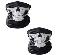 Lot de 2 Masques Tête de Mort - Protection Respirante Moto/Ski/Vélo - Anti-Poussière Polyester - Déguisement Halloween & Sport - Style Crâne