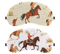 Lot de 2 masques vintage West Wild Cowboys Horses Rodéo pour les yeux pour dormir sur le côté, sans pression oculaire, masque de nuit réglable, bloque la lumière