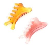 Lot de 2 masseurs de beauté Gua Sha multifonction 4 en 1 - Peigne de massage Gua Sha - Massage du visage - Pierre de quartz rose - Appareil de soin du visage Guasha pour les yeux, la mâchoire, le soin
