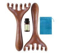 Lot de 2 masseurs de tête manuels | Peigne de massage du cuir chevelu | Outil de relaxation à 6 griffes, brosse de tête en bois pour homme et femme, cou, corps, visage, spa, maison