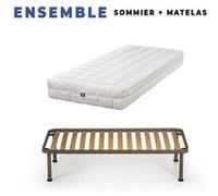 Lot de 2 Matelas 100x200 + Sommiers + pieds Offerts - Latex Naturel - Compatible Sommiers Electriques - 80 Kg/m3 - Hauteur 21 cm - Confort Ferme G