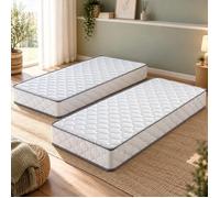 Lot de 2 Matelas 90x200 cm Mousse Haute Résilience Très Ferme avec 2 Protections et 2 Oreillers Mémoires - MATELAS DOUX REVE