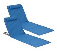 Lot de 2 Matelas de Plage Donostia Dossier Inclinable Acier Polyester Bleu [en.casa] Bleu G