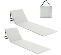 Lot de 2 matelas de plage pliables - 180 x 55 cm - Avec dossier réglable - Avec support dossier - Pour vacances, jardin, camping, parc et festivals - Gris clair
