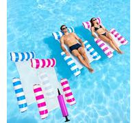 Lot de 2 matelas gonflables pour piscine, hamac à eau 4 en 1 avec dossier et accoudoirs, siège flottant, siège de piscine, chaise de soleil, chaise relaxante avec pompe d'inflateur