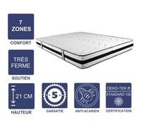 Lot de 2 Matelas Mémoire de Forme 60 Kg/m3 90x190 x 21 cm Très Ferme + 2 Oreillers Visco - 7 Zones de Confort - Noyau Aertech+ 35 Kg/m3 HR Dernière Génération - Très Respirant G