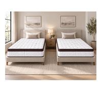 Lot de 2 Matelas Mmoire de Forme 65 Kg-m3 90x190 cm epaisseur 24 cm Trs Ferme - 7 Zones de Confort - Ame Poli Lattex Haute Rsilienc