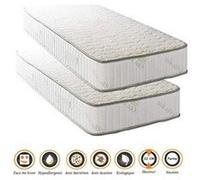 Lot de 2 matelas orthopédiques 70x190 x 22 cm + 2 oreillers mémoire + 2 alèses - ferme - face hiver laine - ame poli lattex haute densité - hypoaller G