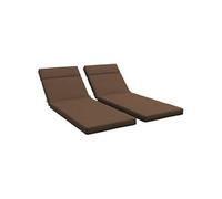 Lot de 2 matelas pour bain de soleil transat - cordons et velcros d'attache - dim. 196L x 55l cm ép. 8 cm - polyester déperlant marron