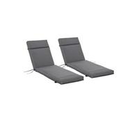 Lot de 2 matelas pour bain de soleil transat - cordons et velcros d'attache - dim. 196L x 55l cm ép. 8 cm - polyester déperlant gris