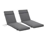 Lot De 2 Matelas Pour Bain De Soleil Transat - Cordons Et Velcros D'attache - Dim. 196l X 55l Cm ?P. 8 Cm - Polyester D?Perlant Gris