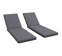 Outsunny Lot de 2 Matelas pour Transat Bain de Soleil 190,5×58,4×7 cm Cordons d'attache Gris foncé