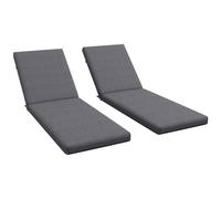 Lot De 2 Matelas Pour Transat Bain De Soleil - Dim. 190,5l X 58,4l X 7h Cm - Cordons D'attache - Gris Foncé