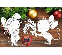 Lot de 2 matrices de découpe en métal en forme de plume et de souris - Pour Noël, mariage, scrapbooking, décoration, gaufrage, papier, fabrication de cartes