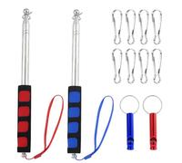 Lot de 2 mâts télescopiques pour drapeau de 1,6 m en acier inoxydable, pliables, 8 clips et boucle, poignée antidérapante, bâton réglable de 160 cm, guide touristique, camping, événements en plein air