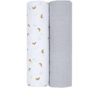 LÄSSIG Bébé Couverture de puériculture Drap de puériculture Lot de 2 en coton 120 x 120 cm/ Swaddle & Burp Blanket XL Tractor