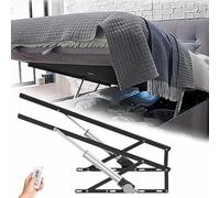 Lot de 2 mécanismes de levage de lit électriques, Vérin hydraulique robuste pour espace de rangement sous le lit, avec télécommande, Capacité de charge de 600 kg - Idéal pour lits(Black,1.1m)