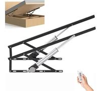 Lot de 2 mécanismes élévateurs de lit électriques, capacité de charge de 600 kg, tige de levage pliante, avec télécommande, économie d'espace, pour boîte de rangement et sommier noir, 0,8 m