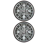 Lot de 2 - Médaille de Saint Benoît - Dos Thermocollant / Thermocollant - Patch/Emblème