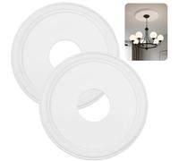 Lot de 2 médaillons de plafond blancs de 33 cm en PU pour luminaires, panneaux de lampe rétro, pose facile, cache décoratif pour lustres, ventilateurs de plafond et suspensions