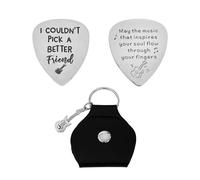 Lot de 2 Médiators Personnalisés Avec Étui en Cuir Noir et Porte-Clés - Cadeau de Musique Rock en Métal Pour les Amateurs de Guitare