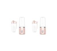 Lot de 2 mélangeurs portables de 400 ml pour smoothie, vinaigrette, milkshake en plein air, rose