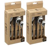 Toilinux - Lot de 2 Ménagères Deka en Acier inoxydable - 48 pièces - Argent